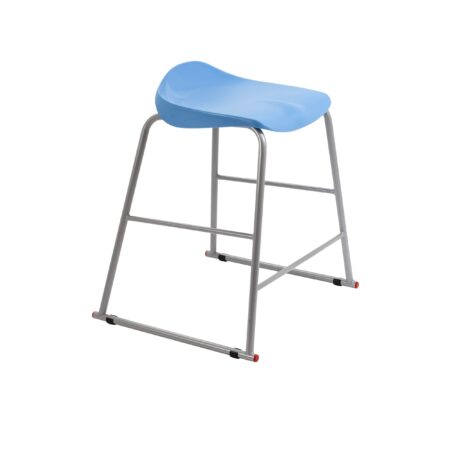Titan Stool, Size 4, grey frame with sky blue seat, sleek design suitable for commercial or office use.