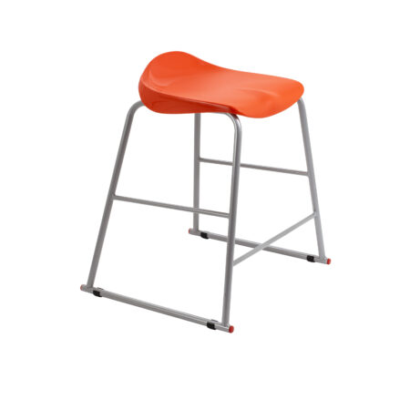 Titan Stool, Size 4, featuring a grey frame and orange seat. Suitable for casual seating.