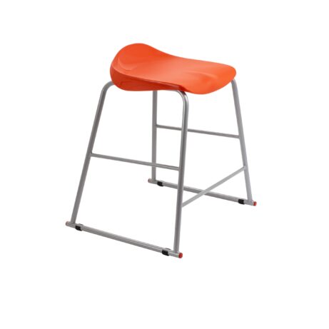 Titan Stool, Size 4, featuring a grey frame and orange seat. Suitable for casual seating.