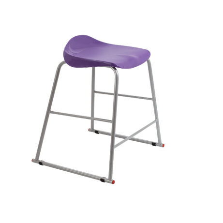 Titan Stool Size 4 with a grey frame and purple seat. Sleek, modern design suitable for various settings.