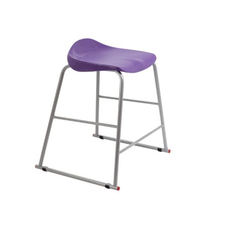 Titan Stool Size 4 with a grey frame and purple seat. Sleek, modern design suitable for various settings.