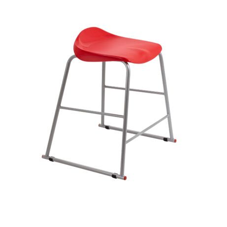 Titan Stool Size 4 with a grey frame and a red seat. Modern design for casual seating.