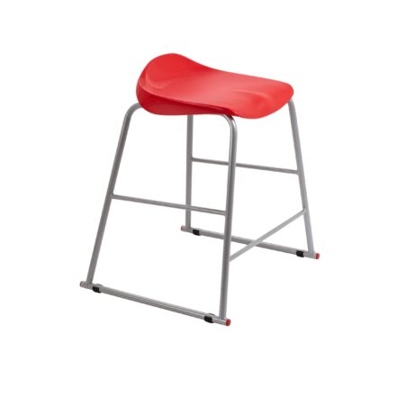 Titan Stool Size 4 with a grey frame and a red seat. Modern design for casual seating.