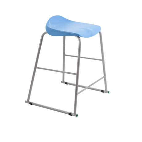 Titan Stool Size 5 with a grey frame and sky blue seat, ideal for modern spaces.