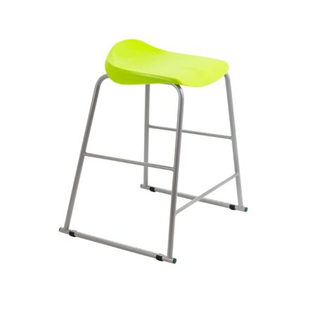 Titan Stool Size 5 with a grey frame and lime green seat. Sturdy and modern design for versatile use.