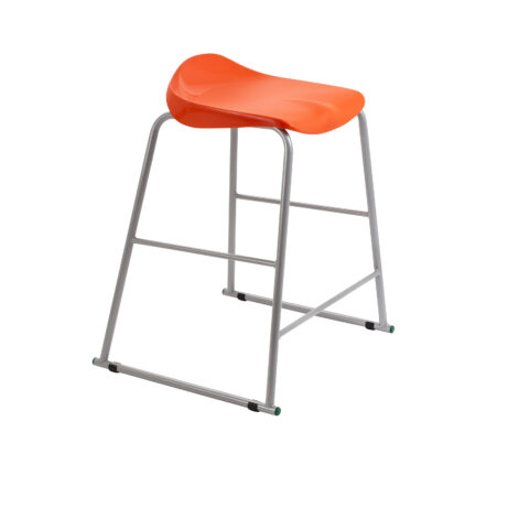 Titan Stool Size 5 with a grey frame and an orange seat. Stylish and modern design suitable for various spaces.