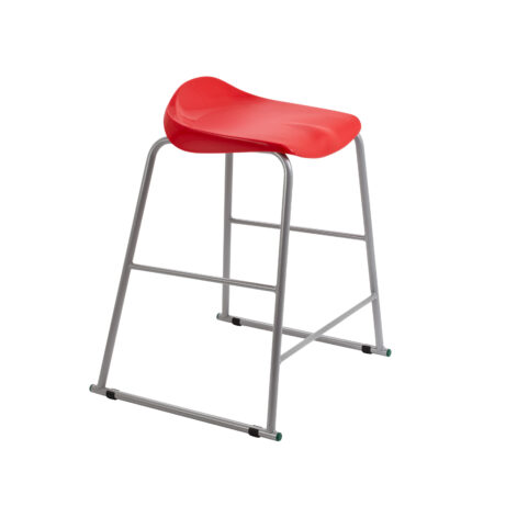 Titan Stool, Size 5, with a grey frame and red seat. Modern design suitable for various spaces.