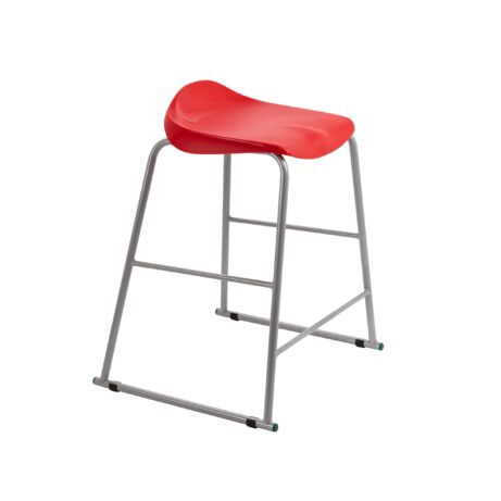 Titan Stool, Size 5, with a grey frame and red seat. Modern design suitable for various spaces.