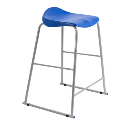 Titan Stool, Size 6, grey frame with blue seat. Ideal for modern commercial environments.