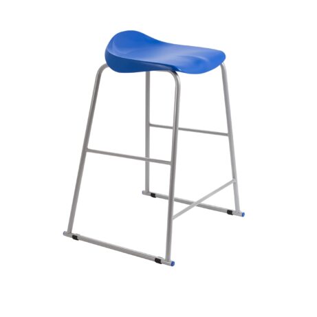 Titan Stool, Size 6, grey frame with blue seat. Ideal for modern commercial environments.