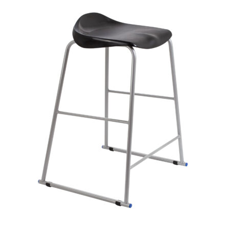 Titan Stool Size 6, with a grey frame and black seat, featuring a modern design and sturdy construction.