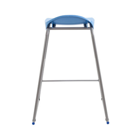Titan Stool in blue with a grey anti-tilt base, designed for ergonomic classroom seating and easy stackability.