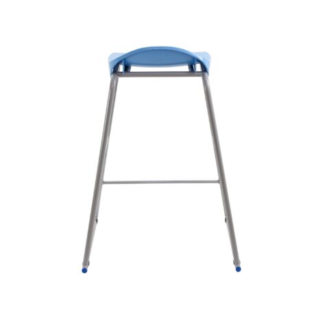 Titan Stool in blue with a grey anti-tilt base, designed for ergonomic classroom seating and easy stackability.