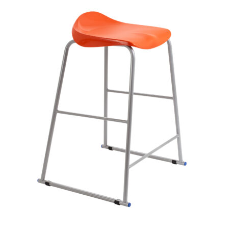 Titan Stool Size 6 with a grey frame and orange seat. Modern design suitable for commercial spaces.