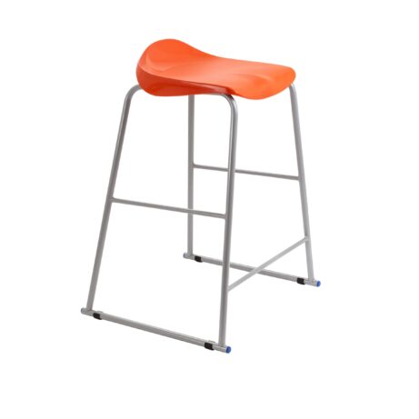 Titan Stool Size 6 with a grey frame and orange seat. Modern design suitable for commercial spaces.