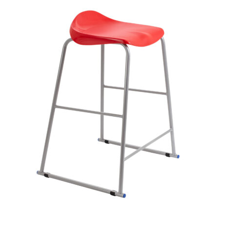 Titan Stool, Size 6, grey frame with a red seat. Ideal for commercial and office spaces.
