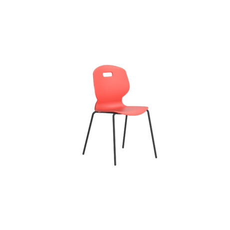 Titan Arc 4 Leg Chair in Size 5, featuring a coral plastic seat and black metal legs.