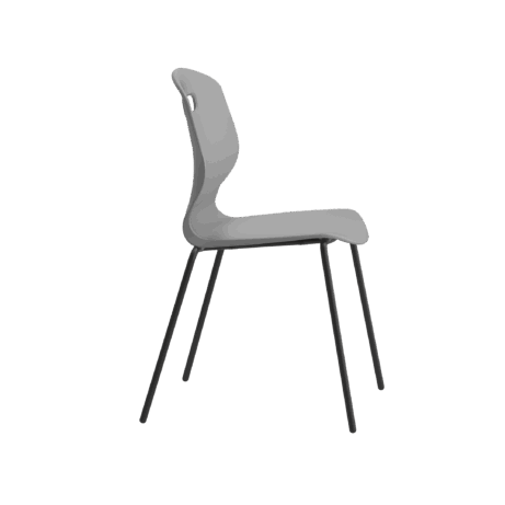 Titan Arc 4 Leg Chair in gray, ergonomic curved back, anti-tilt design, ideal for educational spaces. Dimensions: 500 × 520.