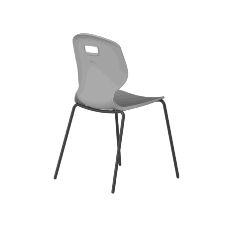 Titan Arc 4 Leg Chair in grey with an ergonomic curved back, designed for educational settings, featuring anti-tilt safety.