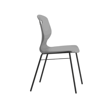 Titan Arc 4 Leg Chair with Brace, grey seat, durable four-leg black frame, designed for educational seating in classrooms.