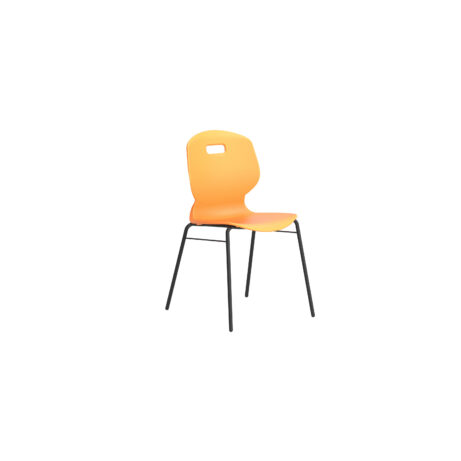 Titan Arc 4 Leg Chair with Brace, Size 6, colour Marigold, featuring a plastic seat and black metal legs.