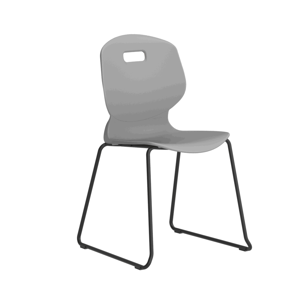 Titan Arc Skid Chair, Size 6, featuring a grey molded seat and black skid base.