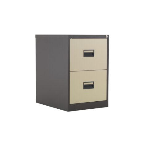 TC Steel 2 Drawer Filing Cabinet in Coffee and Cream with sleek, modern design and two storage drawers.