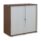 Wooden side opening tambour in dark walnut, 1020mm high, featuring white slatted doors and a lock. FSC certified.