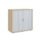 Wooden side opening tambour cabinet, 1020mm high, in Nova Oak finish with white tambour doors. FSC certified.