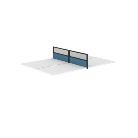 Toolrail Type 3 Half Glazed Return Screen, Black Frame, Unlimited Band 2 Fabric, designed for modern office spaces.