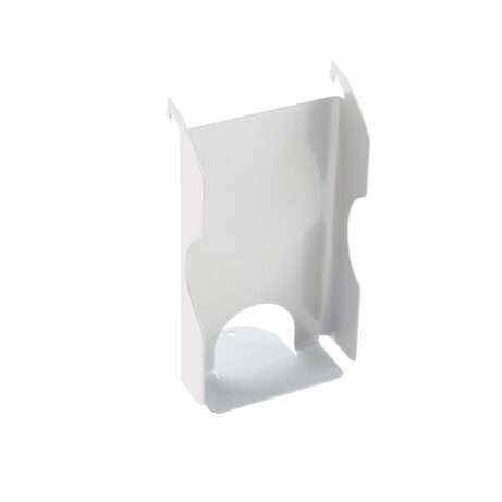 White phone holder designed for easy access and stability on desks. Compact and minimalist design.