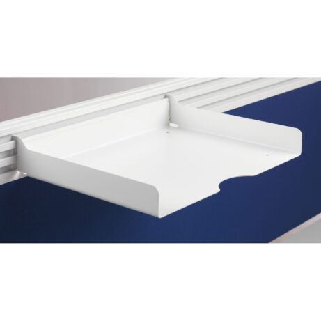 White A4 metal paper tray with a curved front, designed for easy document access and organization.