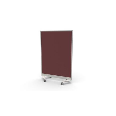 Mobile Type 1 Single Toolrail Screen, 800x1500mm, silver frame, Unlimited Band 1 fabric in a deep burgundy colour.