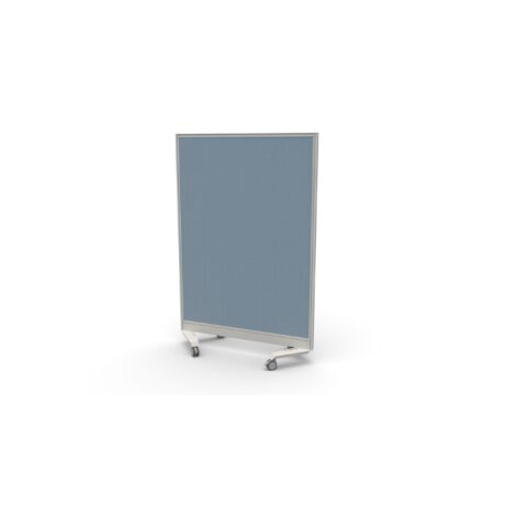 Mobile Type 1 Single Toolrail Screen, 800 x 1800mm, silver frame, Unlimited Band 3 fabric in blue.