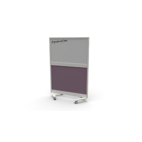 Mobile Type 3 Half Glazed Screen, 800 x 1500mm, silver frame, with Unlimited Band 4 fabric in purple.