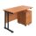 Twin Upright Rectangular Desk in Beech with Black frame and Mobile 2 Drawer Pedestal, dimensions 1200 x 600 mm.