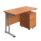 Twin upright rectangular desk in beech with silver frame and mobile 2-drawer pedestal. Dimensions: 1200 x 600 mm.