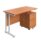 Beech rectangular desk with white frame, 1200x600mm, paired with a mobile 2-drawer pedestal.