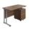 Twin upright rectangular desk in dark walnut with a mobile 2-drawer pedestal, silver frame, dimensions 1200x600.