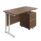 Twin upright rectangular desk with dark walnut top, white frame, and mobile 2 drawer pedestal. Dimensions 1200 x 600 mm.