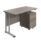 Twin Upright Rectangular Desk in Grey Oak with Silver frame and Mobile 2 Drawer Pedestal, dimensions 1200x600mm.