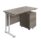 Twin Upright Rectangular Desk with Grey Oak top and White frame, paired with a Mobile 2 Drawer Pedestal.