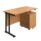 Twin Upright Rectangular Desk in Nova Oak with Black frame and mobile 2-drawer pedestal, dimensions 1200 x 600 mm.