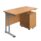 Twin upright rectangular desk with Nova Oak top, silver frame, and mobile two-drawer pedestal. Dimensions: 1200 x 600 mm.