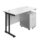 Twin upright rectangular desk with white top and black frame, featuring a mobile 2-drawer pedestal. Dimensions 1200 x 600.