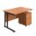 Twin Upright Rectangular Desk with Beech top and Black frame, featuring a mobile 2-drawer pedestal. Dimensions: 1200 x 800 mm.