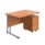 Twin Upright Rectangular Desk with Beech top and silver frame, mobile 2-drawer pedestal. Dimensions: 1200x800mm.