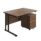 Twin Upright Rectangular Desk with Dark Walnut top and Black frame, mobile 2 drawer pedestal on the right.