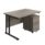 Twin Upright Rectangular Desk in Grey Oak with Black frame and Mobile 2 Drawer Pedestal, 1200 x 800 mm.