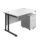 Twin Upright Rectangular Desk with White Top and Black Frame, featuring Mobile 2 Drawer Pedestal. Dimensions: 1200x800 mm.